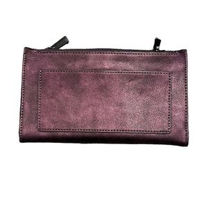 NWOT metallic purple leather bifold wallet